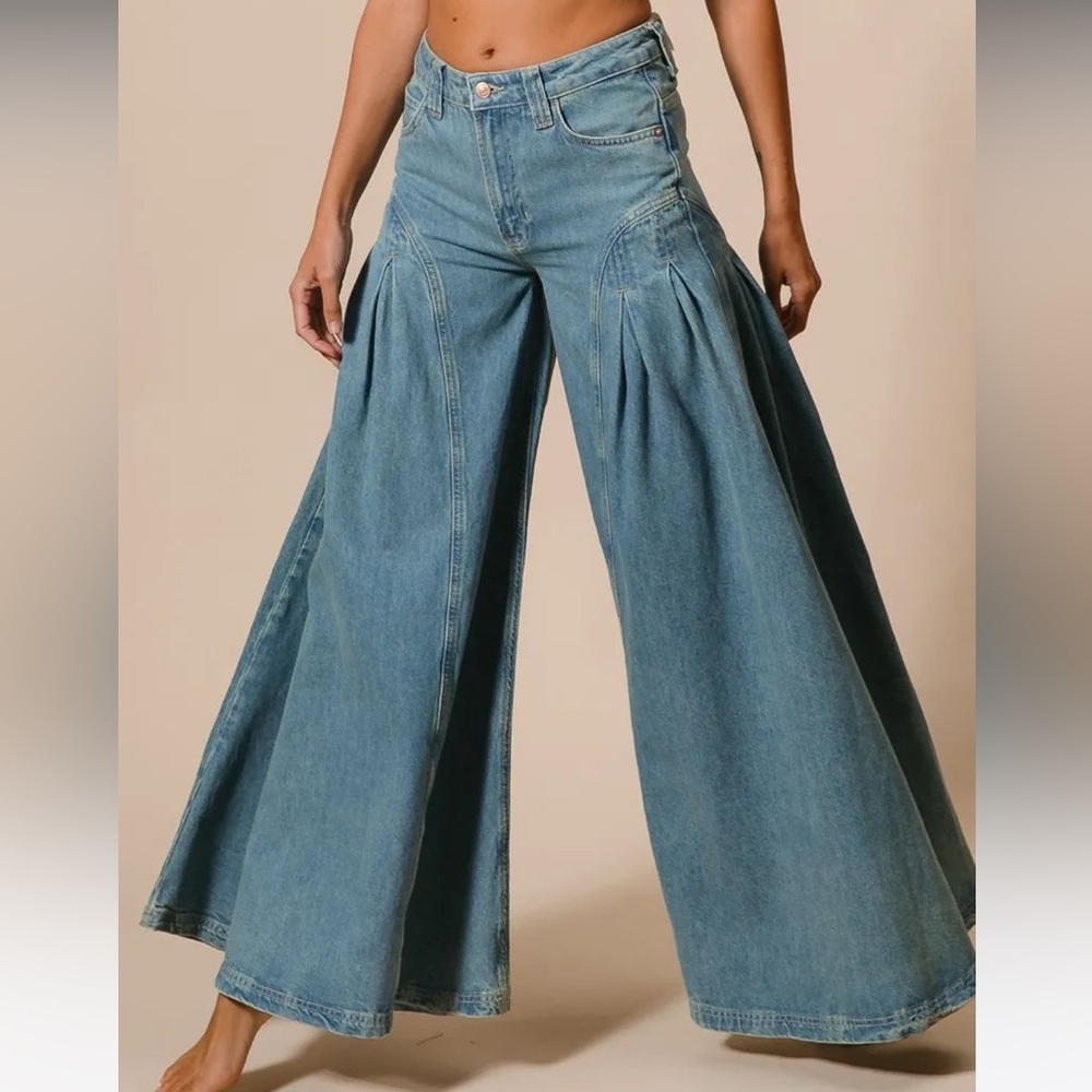 BiBi Light Blue Wide-Leg Flare Jeans